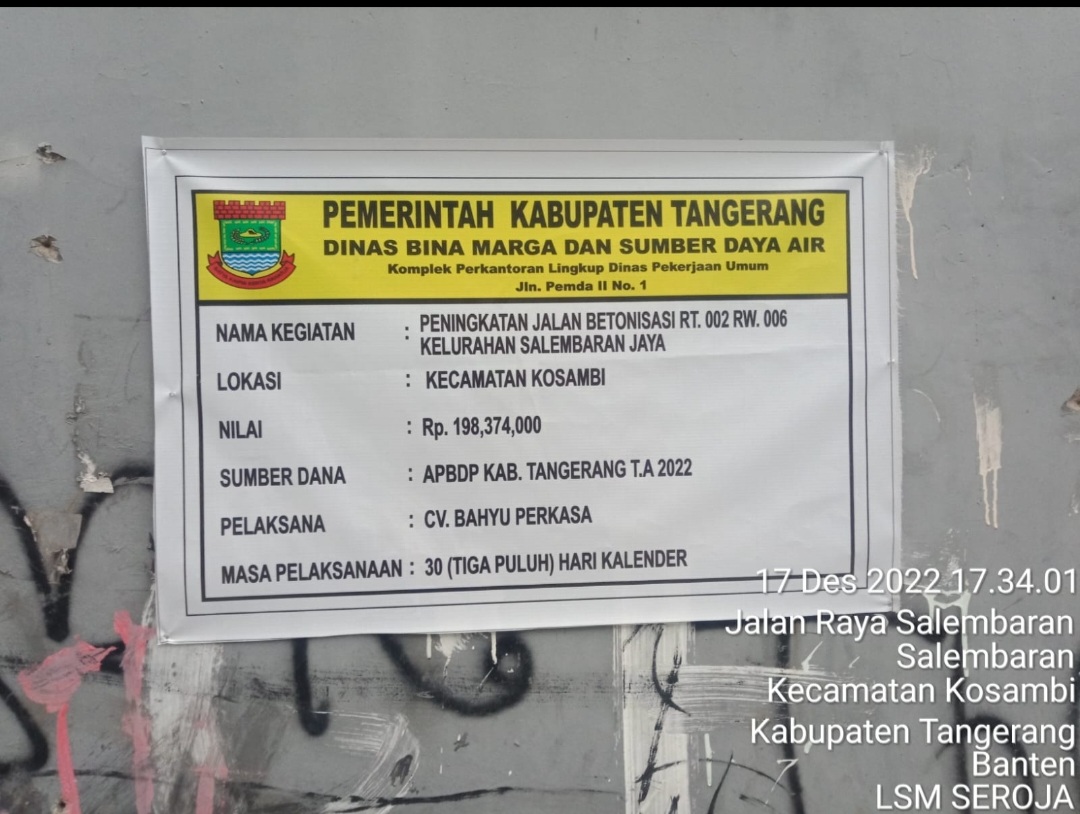 Proyek Peningkatan Jalan Betonisasi Di Salembaran Jaya Diduga Hilang Lima Centimeter Pena Banten